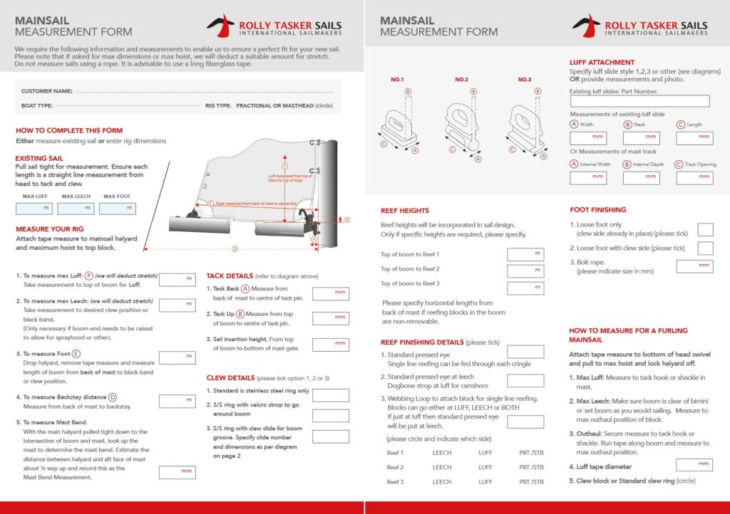 mainsail measuring form